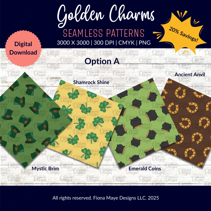 Golden Charms | PNG Seamless Patterns