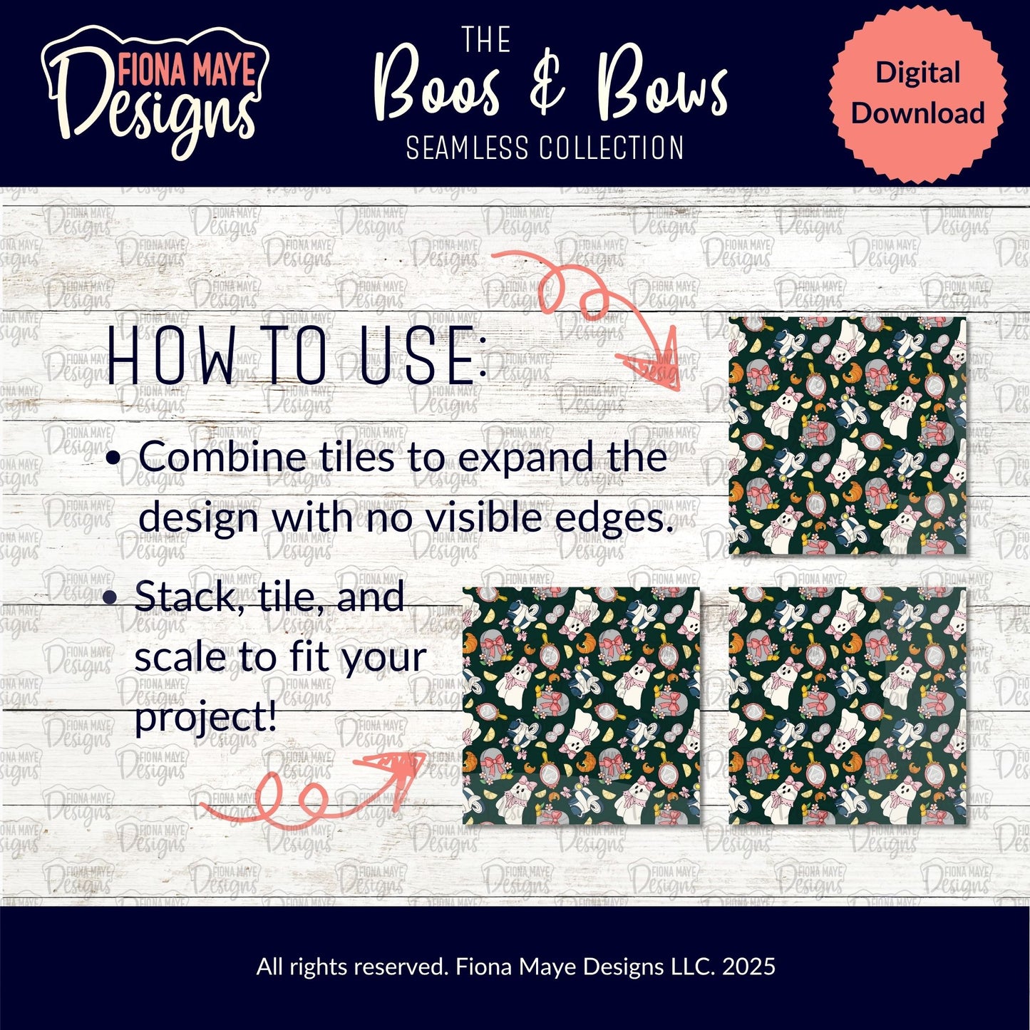 Fiona Maye Designs 'The Lost Souls' seamless collection digital download with instructions on how to use the tiles.
