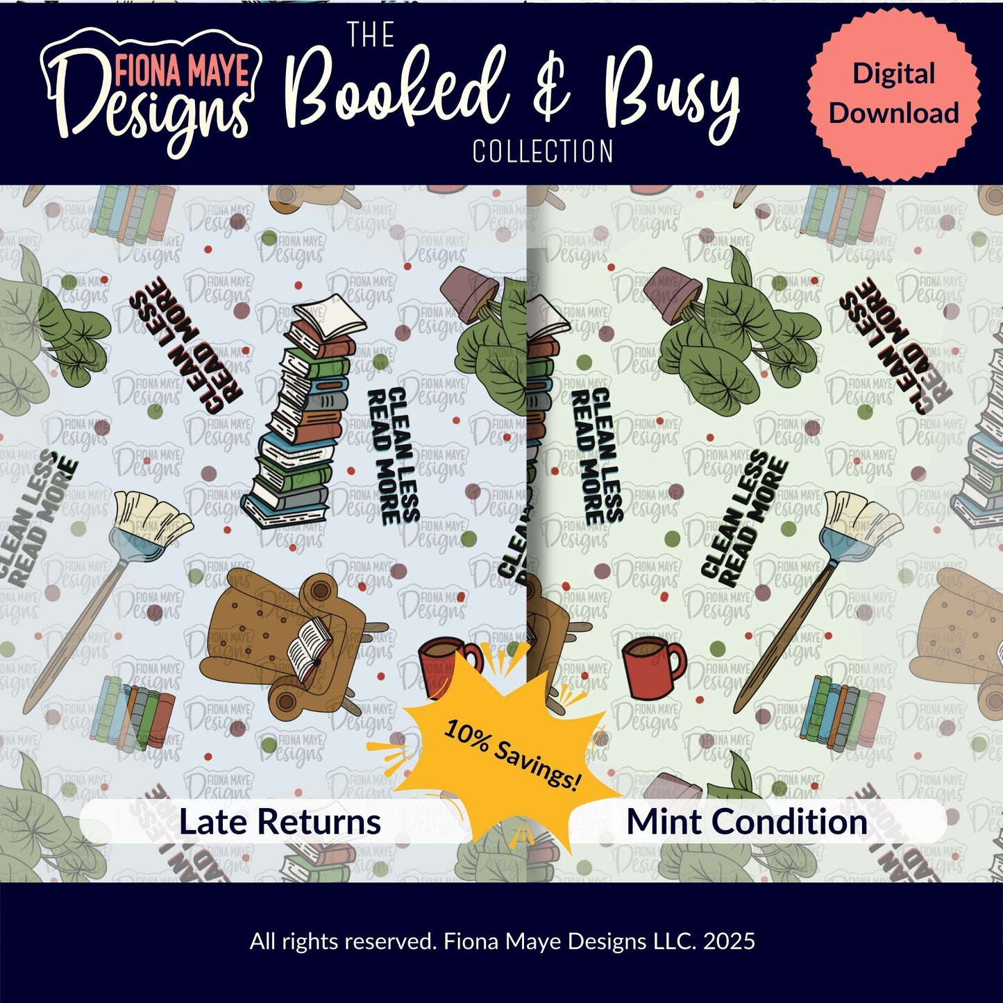 Booked & Busy | PNG Seamless Pattern(s)