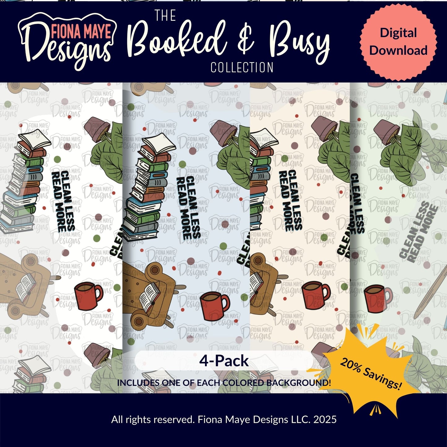 Booked & Busy | PNG Seamless Pattern(s)