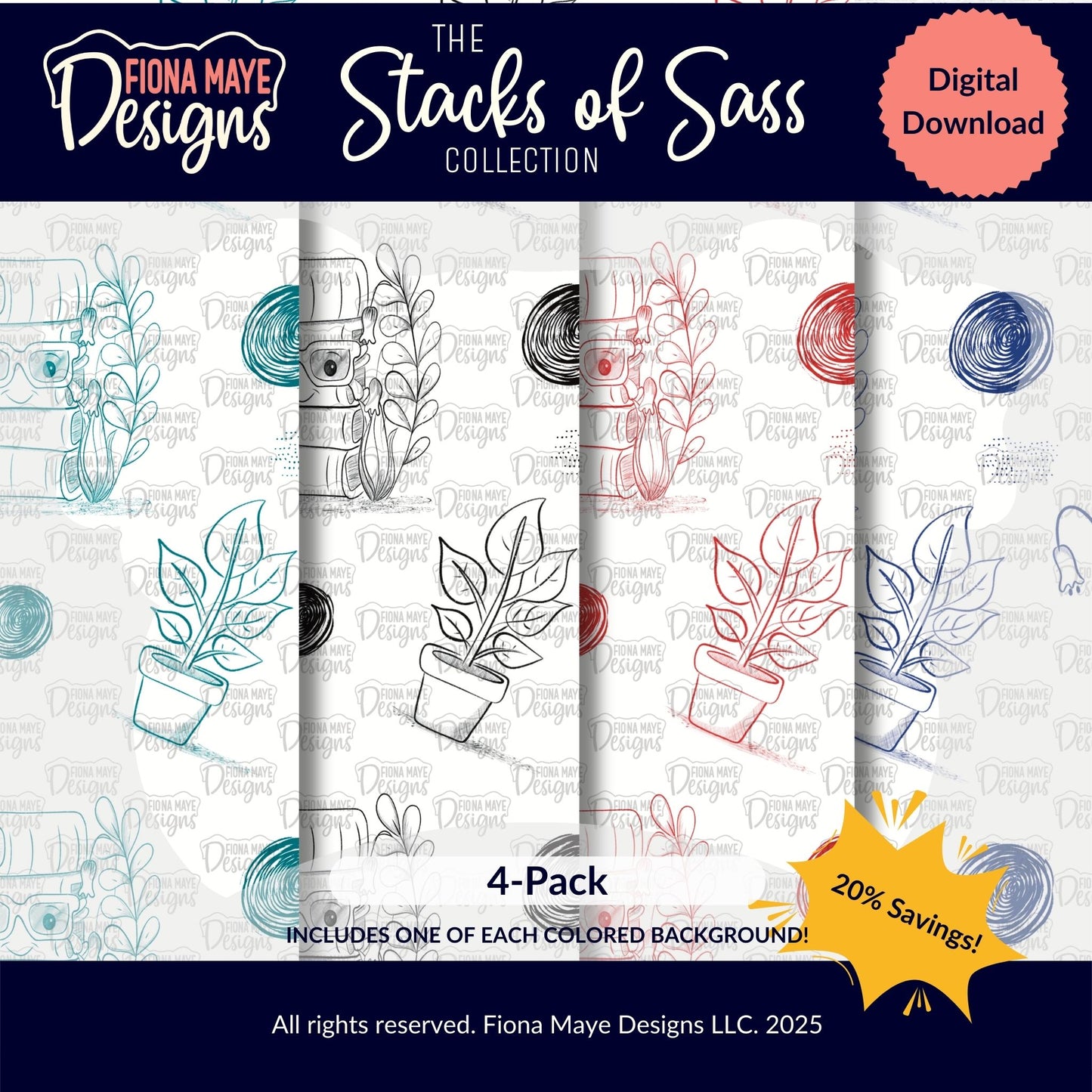 Stacks of Sass | PNG Seamless Pattern(s)