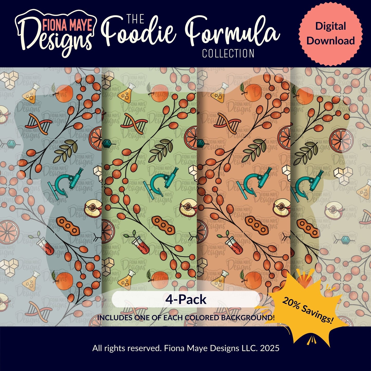 Foodie Formula | PNG Seamless Pattern(s)