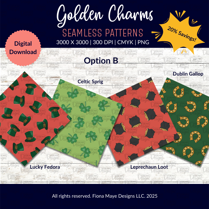 Golden Charms | PNG Seamless Patterns