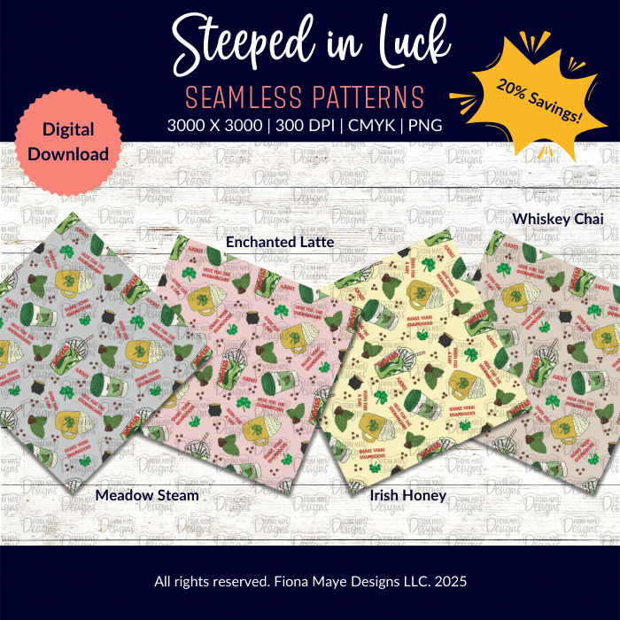 Steeped in Luck | PNG Seamless Patterns