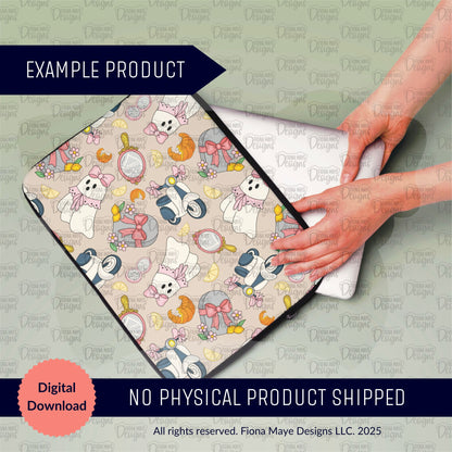 Laptop Sleeve with a Halloween inspired patterned design reminiscent of the Amalfi coast.