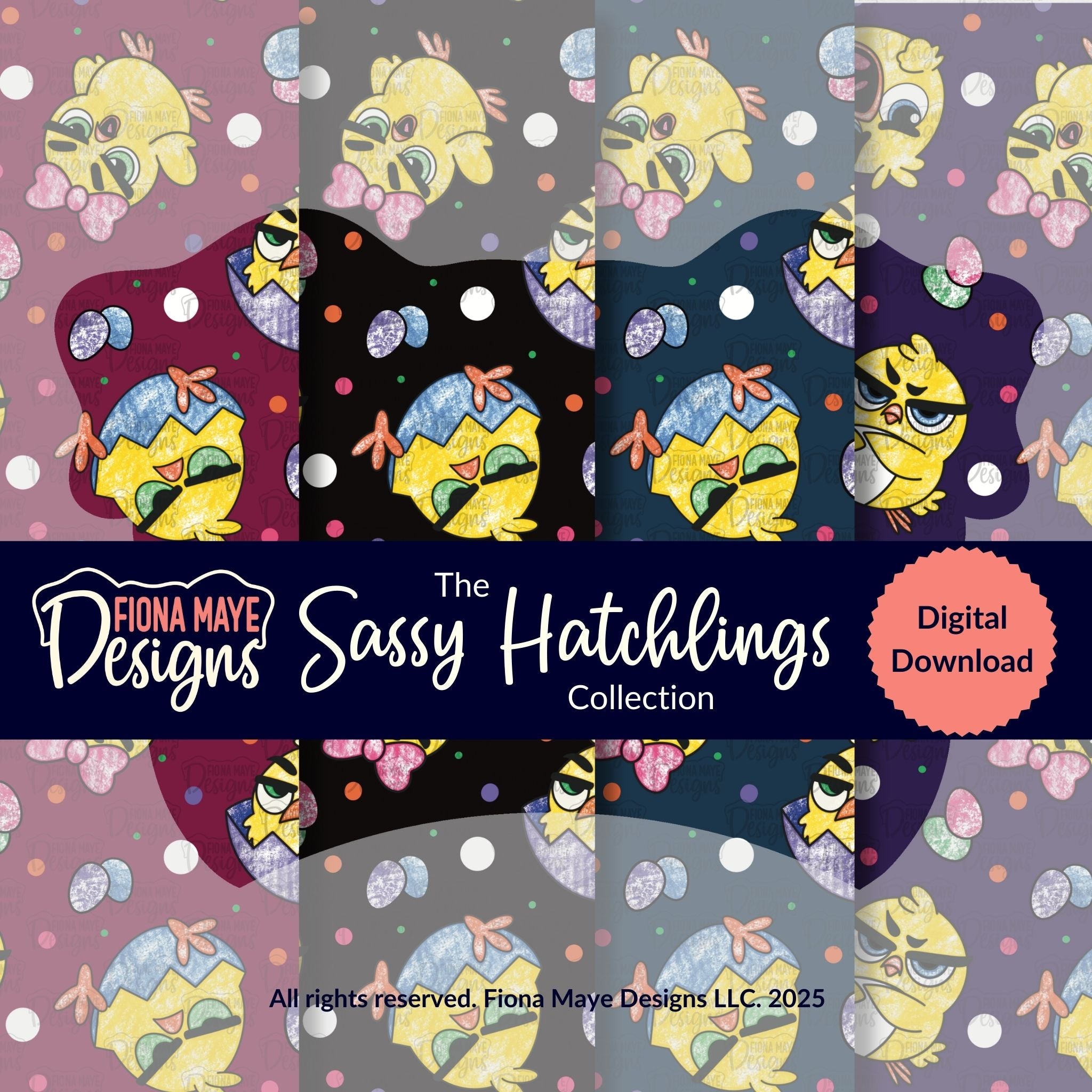 Sassy Hatchlings | PNG Seamless Pattern – Fiona Maye Designs