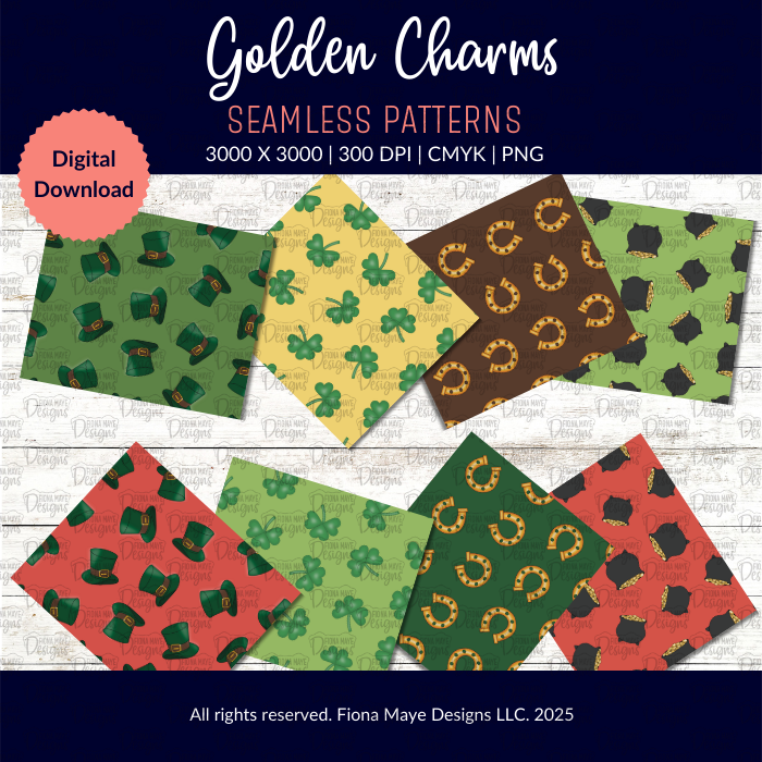 Golden Charms | PNG Seamless Patterns