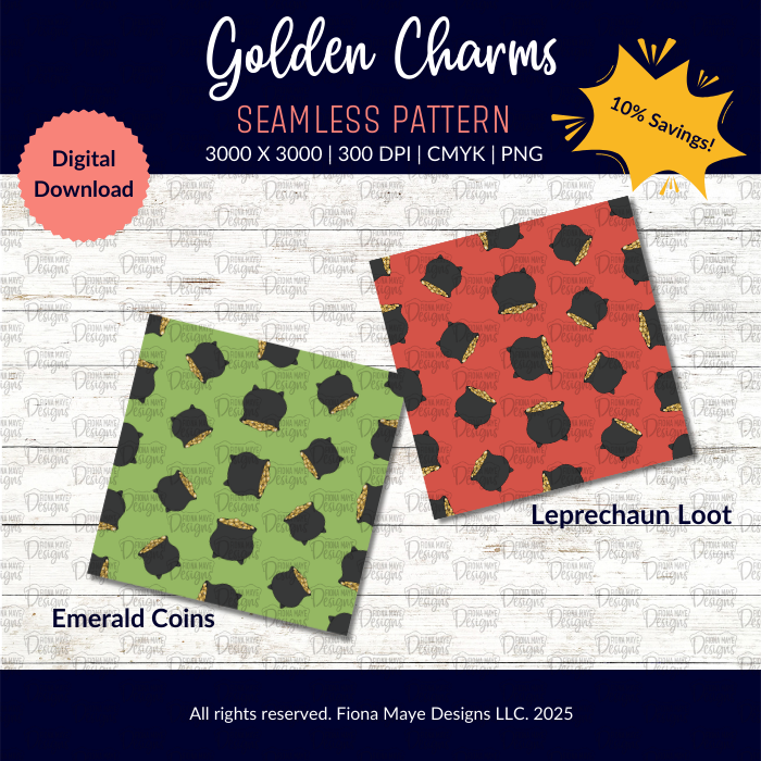 Golden Charms | PNG Seamless Patterns