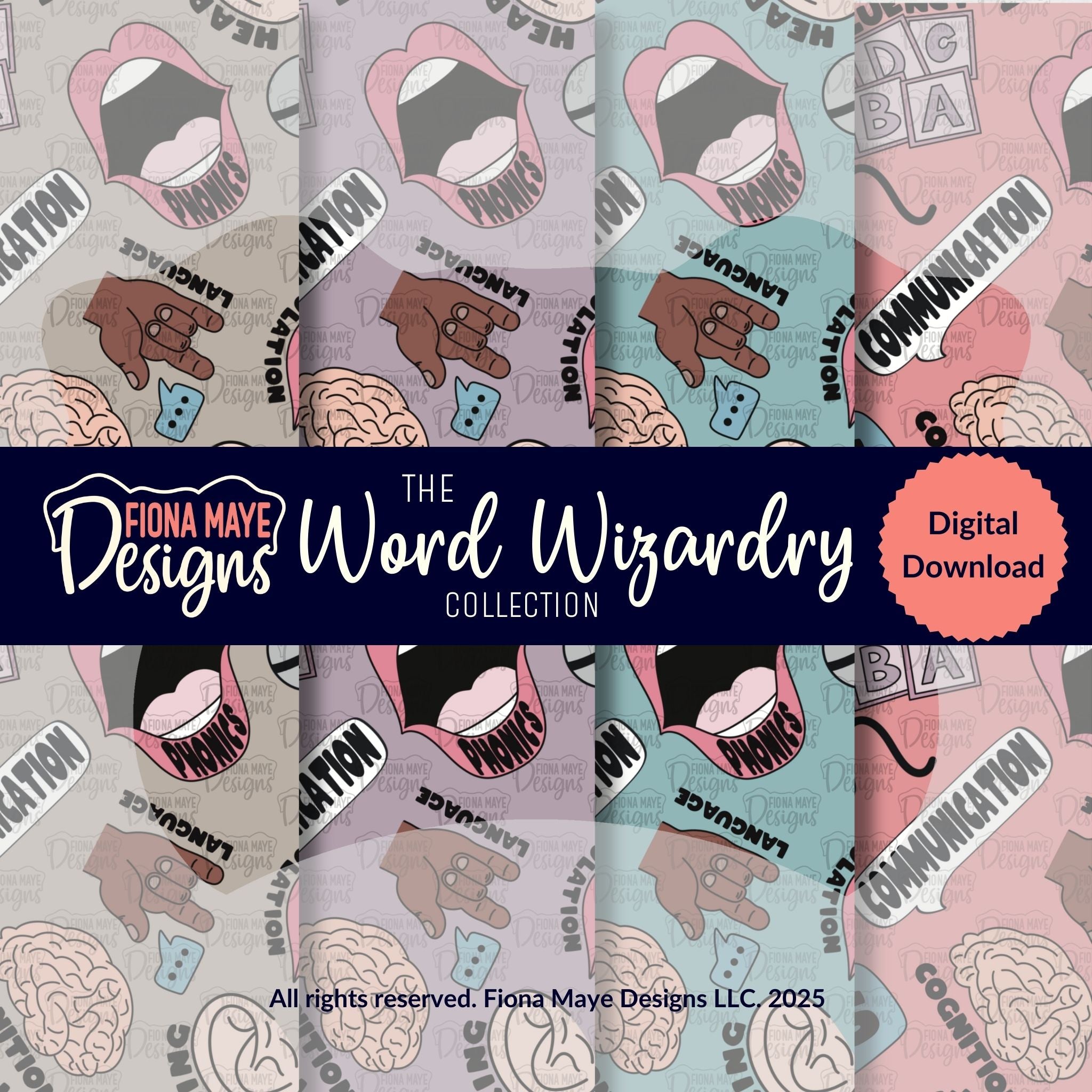 Word Wizardry | PNG Seamless Pattern(s) – Fiona Maye Designs