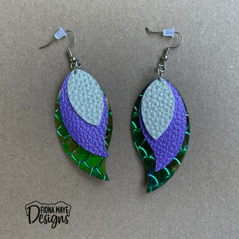 Mermaid Scale Faux Leather Earrings