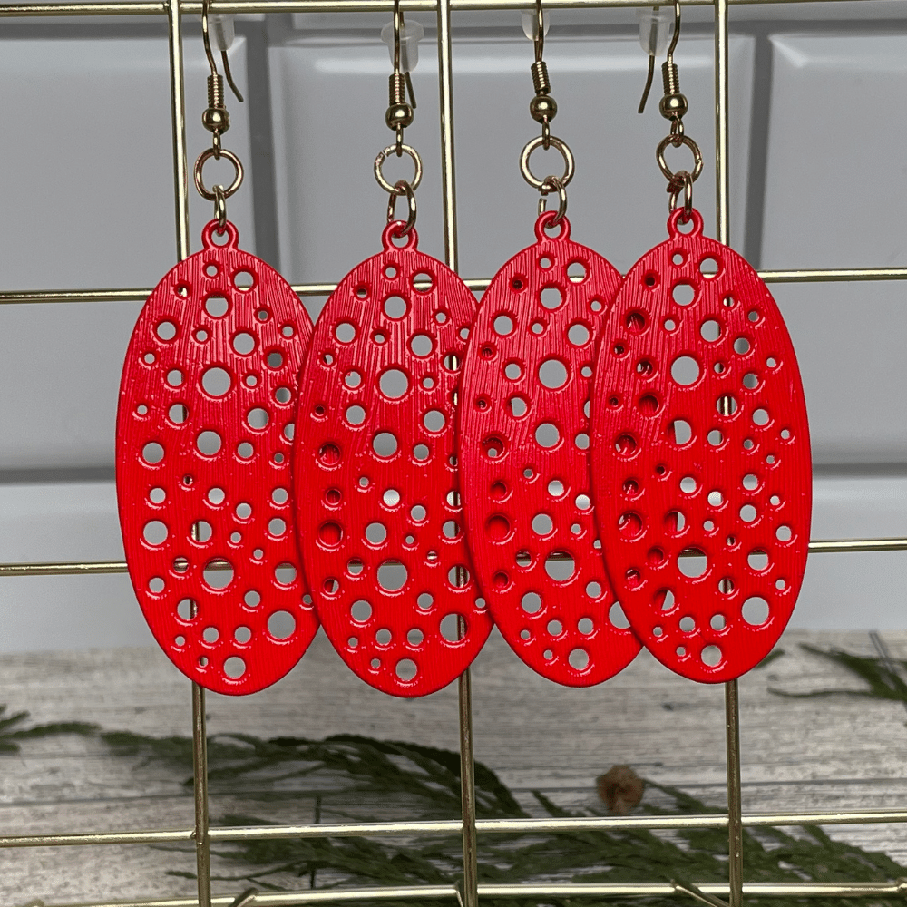 Quirky Red Oval Earrings